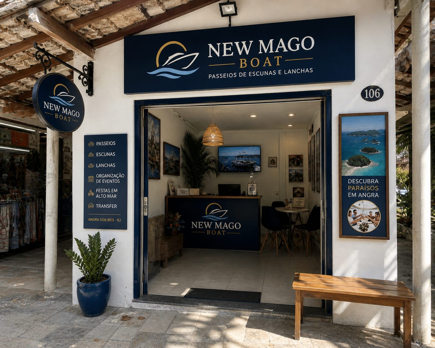 Fachada da loja New Mago Boat em Angra dos Reis